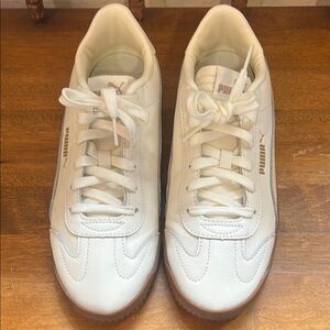 Puma Cream Leather Sneakers with Gum Outsole